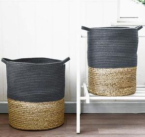 Nordic Style Cotton Rope and Seagrass round cheap woven laundry baskets