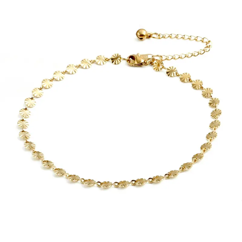 Wholesale Jewelry Gold Stainless Steel Texture Charm Ankle Bracelet Anklets