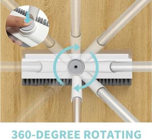 OEM 3 in 1 Scrape and Heavy-Duty Stiff Bristle Scrubber <b>Brush</b> Long Adjustable Handle for Bathroom Kitchen Wall Tub Tile <b>Deck</b> - Product Image 2