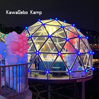 Kawagebo Kamp 4M Glass Party Trade Show Camping extérieur de luxe Igloo de glamping Serre d'hôtel Dôme géodésique rougeoyant Tente Maison