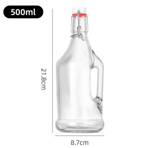 250ml 350ml 500ml Bouteilles transparentes en verre scellé hermétique avec cruche et couvercle à boucles en acier inoxydable - Product Image 2