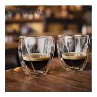 Berisware yeni 8.5oz/250ml sıcak satış kişiselleştirilmiş çift duvar cam kaliteli çift duvarlı kupa bardak ve cam kahve fincanı