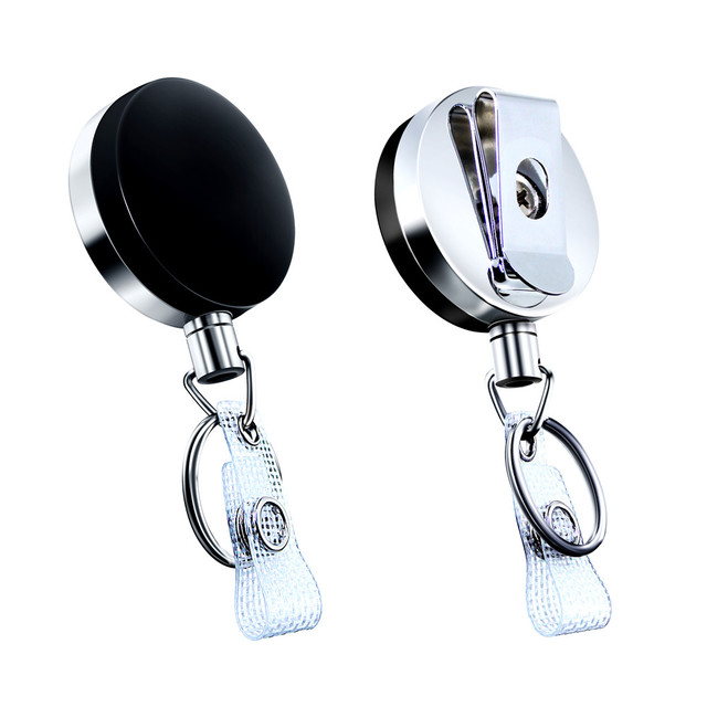 Bestom 40MM Heavy Duty Metal Retractable Badge Reel 50 PCS Ski Pass Key Ring PVC Strap Accessories Bestow Ski Pass Holder