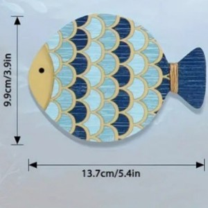Wooden Fish Coaster 7.2x2.4x1.3cm Cartoon Design Durable <b>Table</b> Mat For Drink <b>Protection</b> - Product Image 2