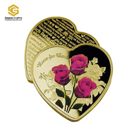 Personnalisé Or Argent Plaqué Je T'aime en Multilingue En Forme De Coeur Amour Pour Toujours Roses Pièce Saint Valentin Mariage Cadeau De Mariage
