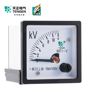 Voltmètre à aiguille Tengen 99T1-V 48x48mm AC 10kV 100V Monophasé Précision Classe 1.5 - Product Image 2