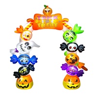 Arche gonflable d'Halloween pour l'extérieur, décorée de fantômes et de citrouilles, éclairée par des LED, décoration de jardin, décor de fête gonflable, imperméable