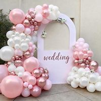 Kits de ballons en gros macaron pastel rose métallisé et blanc avec confettis pour décorations de mariage, de douche nuptiale et de baby shower