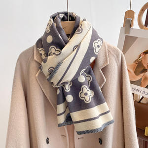 Chal de Invierno de Lujo para Mujer, Material Combinable con Todo, Algodón Suave, Cachemira Gruesa, Diseño Floral de Doble Cara, Transpirable, Nuevo - Product Image 2