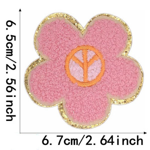 Venta al por mayor cara sonriente parche de viaje mariposa Arco Iris Preppy apliques Chenille hierro brillo bordado sombreros camisetas parches - Product Image 6