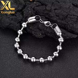 Wholesale Fashion Hip Hop Stainless Steel Gold Plated Geometric Ball Bead Link Chain Bracelet Jewelry for Women <b>Men</b> - Product Image 3