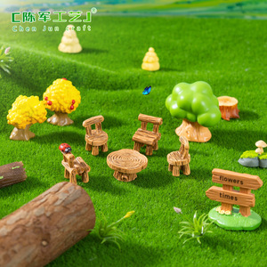 Mesas, sillas, bancos, figuras de zorros pequeños, accesorios decorativos para paisajismo de jardín, miniaturas de micro-terrenos, estilo retro Weij - Product Image 3