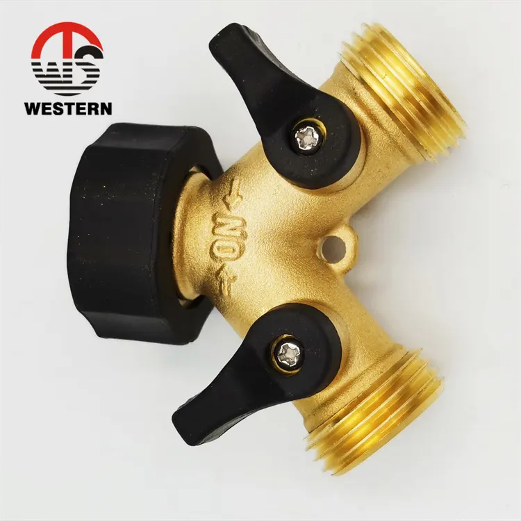 high quality Water Adapter Irrigation Brass Hose Splitter Connector Y garden two 2 way ball valve
