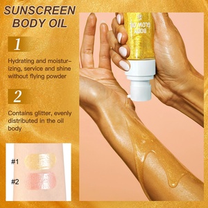 Yağlı Ciltler İçin Gül Altın Mika İçeren Geniş Spektrumlu Mineral Bitkisel Güneş Koruyucu Vücut Parlatıcı Krem SPF45 - Product Image 6