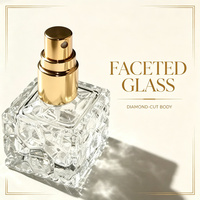 Flacon d'échantillon de parfum en verre de 10 ml, atomiseur à fine brume, rechargeable, design cube d'eau, pompe de pulvérisation en métal, portable pour les voyages