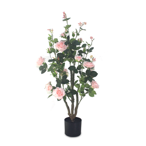 CHUANGFA Arbres <span class=keywords><strong>de</strong></span> roses artificielles en plastique <span class=keywords><strong>rose</strong></span> <span class=keywords><strong>de</strong></span> 100 cm - Décoration <span class=keywords><strong>de</strong></span> bureau écologique pour anniversaire et Pâques - Product Image 1