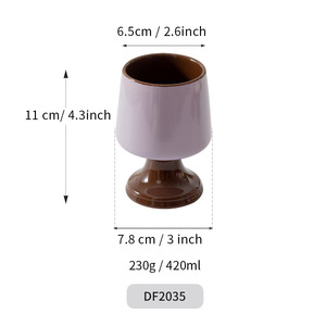 Tasse en porcelaine rétro de style chinois, à pied haut, couleurs contrastées créatives, cadeau pour fille, design élégant, compatible lave-vaisselle et micro-ondes - Product Image 6