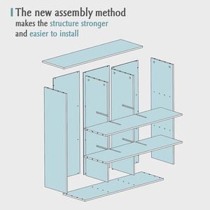 OUHAN Librería 9-Cube-Estantería abierta de madera de <span class=keywords><strong>3</strong></span> <span class=keywords><strong>niveles</strong></span> de piso a techo para el hogar y la Oficina, vitrina, Blanco cálido - Product Image 3