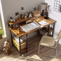 Bureau de direction moderne Meuble à panneaux en bois durable avec table d'ordinateur convertible en métal, acier, marron pour bureau à domicile