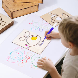 Kit <span class=keywords><strong>de</strong></span> <span class=keywords><strong>dessin</strong></span> avec conteneur en bois : Animaux mignons, dinosaures, insectes, créatures marines, peinture, comment dessiner n'importe quoi - Product Image 4