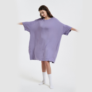 Original bambou à manches longues nuit surdimensionné T-Shirt chemises de nuit confortables pour femmes filles grande taille vêtements de nuit pour femmes - Product Image 4