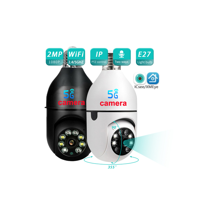 2.4 G & 5G 4K ICSEE Smart Home Light Bulb Lamp Wifi 2MP Camera 360 Degree Panaoramic Wireless IR Security VR CCTV Camera