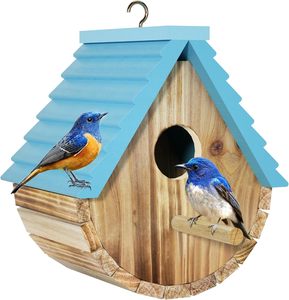 Hangende houten vogelhuisjes voor buiten, voor kardinaalvogels, vinken, kwartels, zwaluwen en blauwe vogels. - Product Image 2