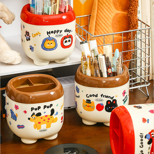 Porte-stylos créatif à thème de dessin animé pour filles, <span class=keywords><strong>organisateur</strong></span> de tiroir de <span class=keywords><strong>bureau</strong></span> multifonctionnel en plastique mignon et élégant pour étudiants et usage domestique/<span class=keywords><strong>bureau</strong></span> - Product Image 3