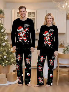 <span class=keywords><strong>Conjuntos</strong></span> de Pijamas Térmicos Románticos de Navidad con Cintura Elástica <span class=keywords><strong>para</strong></span> <span class=keywords><strong>Parejas</strong></span>, Familias y Niños, Ropa de Dormir Suave de Santa Claus a Juego <span class=keywords><strong>para</strong></span> Otoño - Product Image 2