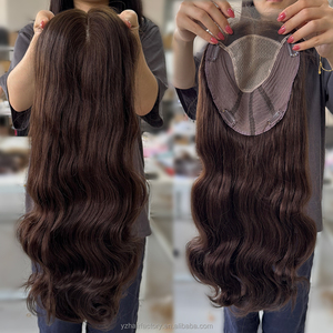 Topper de encaje con base de piel, cabello europeo virgen 9x9'' con cutícula alineada, al por mayor, 12A, con base de seda, extensiones de cabello humano, toppers de cabello - Product Image 2