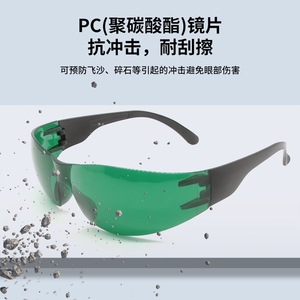 Lunettes de sécurité laser, monture noire, lentille verte de 140 mm, transmission de 15 %, protection anti-rayonnement pour les rayonnements lumineux - Product Image 2