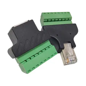 RJ45 female head male head to 8pin screw terminal RJ45 adapter free welding crystal head network cable connector rj45 splitter