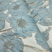 Nouveau rose et bleu Lotus feuille or soie tissé or Jacquard tissu Tang Style gilet robe bagages décoration tissu