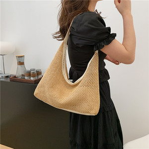 Woven <b>Large</b> Capacity Handbag Korean Ins Style Fashion Tote Bag Elegant Casual Underarm Bag For Daily Use - Product Image 4
