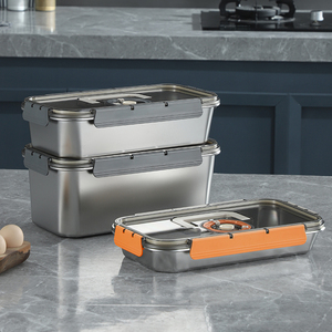 Stainless Steel 304 Metal Food Storage Containers with Lids Heatable <strong>Snack</strong> &amp; <strong>Meal</strong> <strong>Prep</strong> Portable Food Box for Kids - Product Image 2