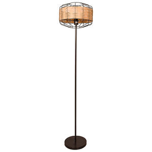 SOLANGE Lampadaire de luxe moderne D.35xAlt. Corps en acier inoxydable en rotin fait à la main de 156cm lumière LED pour salon Style postmoderne - Product Image 1