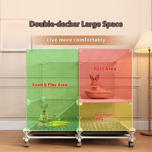 Cage à <span class=keywords><strong>lapin</strong></span> intérieure <span class=keywords><strong>de</strong></span> grande taille, nettoyage automatique des excréments, <span class=keywords><strong>toilette</strong></span> transparente, nid pour villas, motif solide - Product Image 2