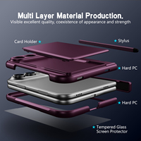 Étui de téléphone pliable avec protection d'écran intégrée pour iPhone 18 avec poche pour cartes et emplacement pour stylo pour iPhone Duo