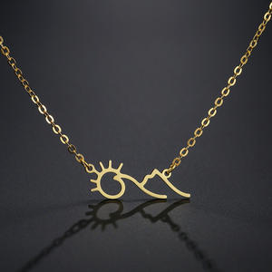 قلادة شروق الشمس الجبلية من DUOYING-قلادة رومانسية من الفولاذ المقاوم للصدأ قلادة على شكل قمر الشمس للنساء والفتيات - Product Image 2