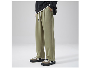 Designer Luxury <b>Men's</b> 100% Cotton Worsted Garment Dyed Breathable Sweatpants Mid <b>Waist</b> Casual Style with <b>Elastic</b> OEM Service - Product Image 3