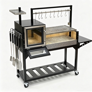 Argentina Santa Maria legna carbone ardente barbecue Grill lussuosa alta pieghevole in acciaio Trolley feste <span class=keywords><strong>al</strong></span> coperto ristoranti casa - Product Image 4