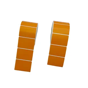 Waybill Label perekat oranye 60mm * 40mm kemasan Label stiker dicetak kertas transfer panas gulungan Jumbo