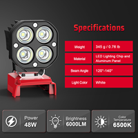 Lámpara LED Inalámbrica de 40W Compatible con Batería Milwaukee de 18V, Portátil, para Trabajo al Aire Libre, Pesca, Emergencias