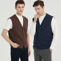 Gilet cardigan haut de gamme en coton gaufré épais 360g, col en V boutonné, lavable en machine, traitement anti-plis, décontracté
