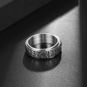 Six Syllable Mantra <b>Titanium</b> Steel <b>Ring</b> Men's Index Finger Jewelry SA1141 Rotatable Design - Product Image 3