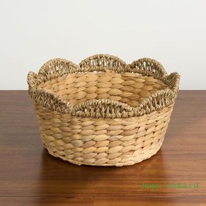 Ecoka Multifunction <b>Woven</b> Scalloped Rattan Round Eco-Friendly Storage <b>Basket</b> for Clothing High Quality From Vietnam - Product Image 3