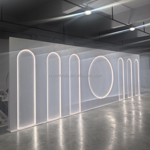 SMOOTH 2025 New Design <strong>White</strong> PVC Stage Backdrop Shiny <strong>White</strong> Acrylic <strong>Background</strong> with Pink <strong>Pattern</strong> - Product Image 3