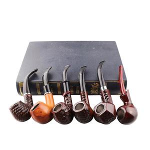 71 थोक लकड़ी के मैनुअल तंबाकू पाइप लाल लकड़ी के कस्टम राल उपहार बॉक्स के साथ - Product Image 2