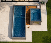 Piscine préfabriquée de luxe en fibre de verre 8M+3.2M avec combo spa à jets intégré, piscine hors sol extérieure à assembler