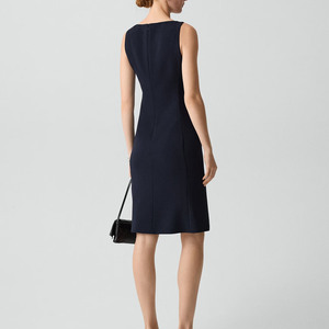 Robe fourreau ajustée sans manches à col carré pour femme, longueur genou, couleur unie, tenue de bureau professionnelle, tissu tissé, robe formelle - Product Image 2